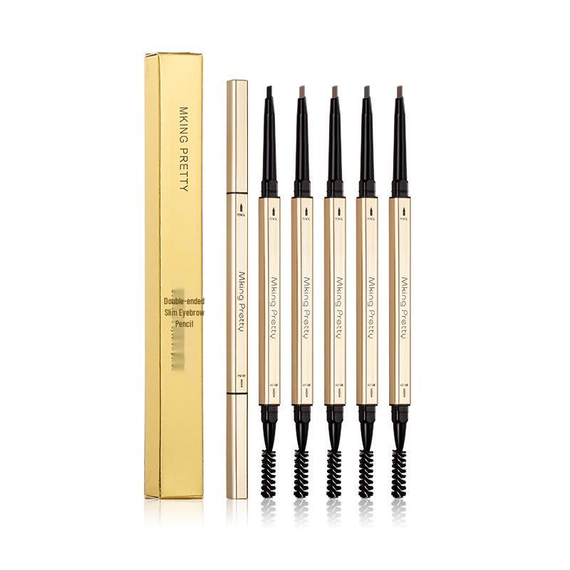 Little Gold Bar Ultra-Fine Double-Ended Triangular Eyebrow Pencil: Waterproof, Sweatproof, Long-Lasting, Non-Smudging, Natural-Looking.