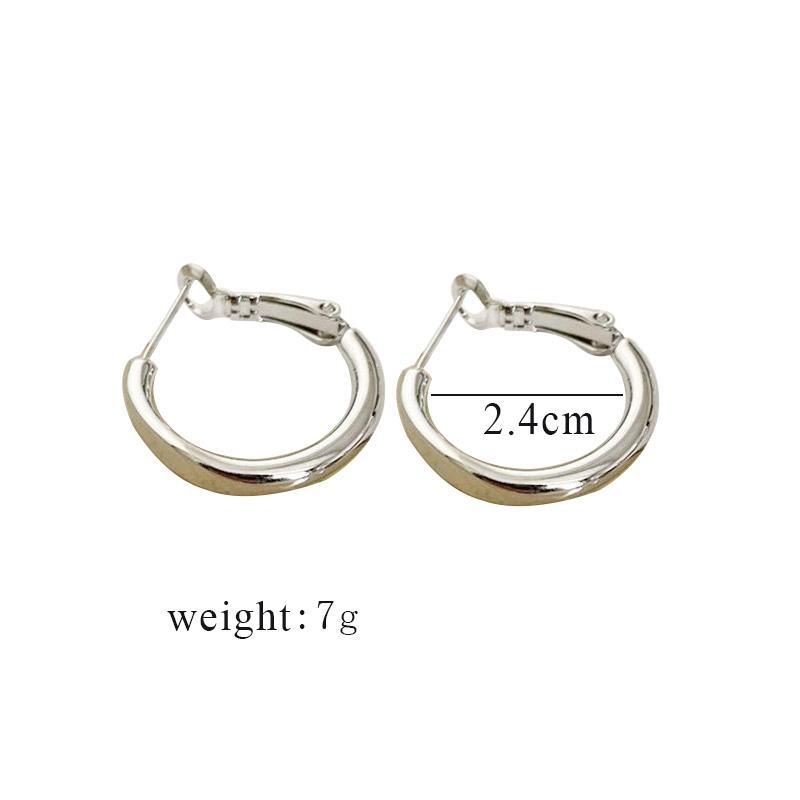 Temperament Simple Rough Circle Earirngs for Female Silver Color Copper Alloy Fashionable Hanging Earring Round Hoop Ear Jewelry