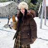 European and American loose waist and thin big fur collar cotton clothes women's high-end warm jacket winter thickened temperament cotton-padded clo