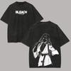 2026 Black Vintage Washed Cotton Loose Y2K Streetwear T-shirt with Double-sided Anime Print of Ichigo Kurosaki from Bleach