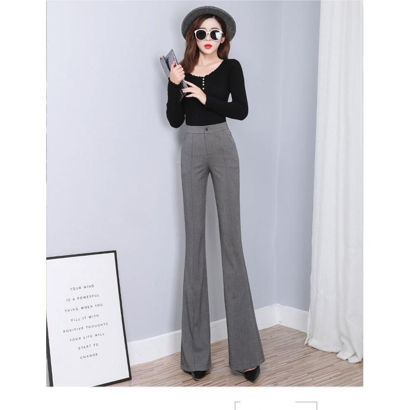 OL Office Workwear Summer High Waist Women's Wide Leg Capris Suit Pants for Women Skinny Flare Pants Woman Trousers Black