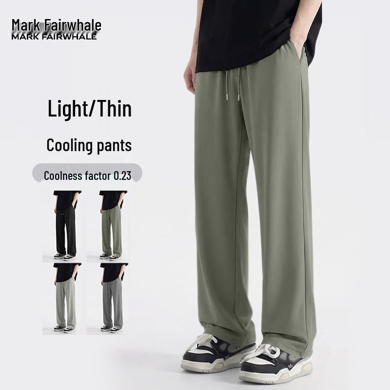 

MARK FAIRWHALE Men s Lightweight Ice Silk Straight-Leg Casual Pants L