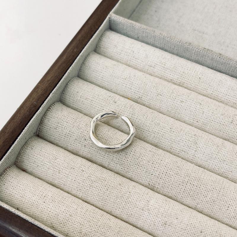 Korean Minimalist Wave Cross Ring: Elegant & Versatile S925 Sterling Silver for Women Adjustable Open
