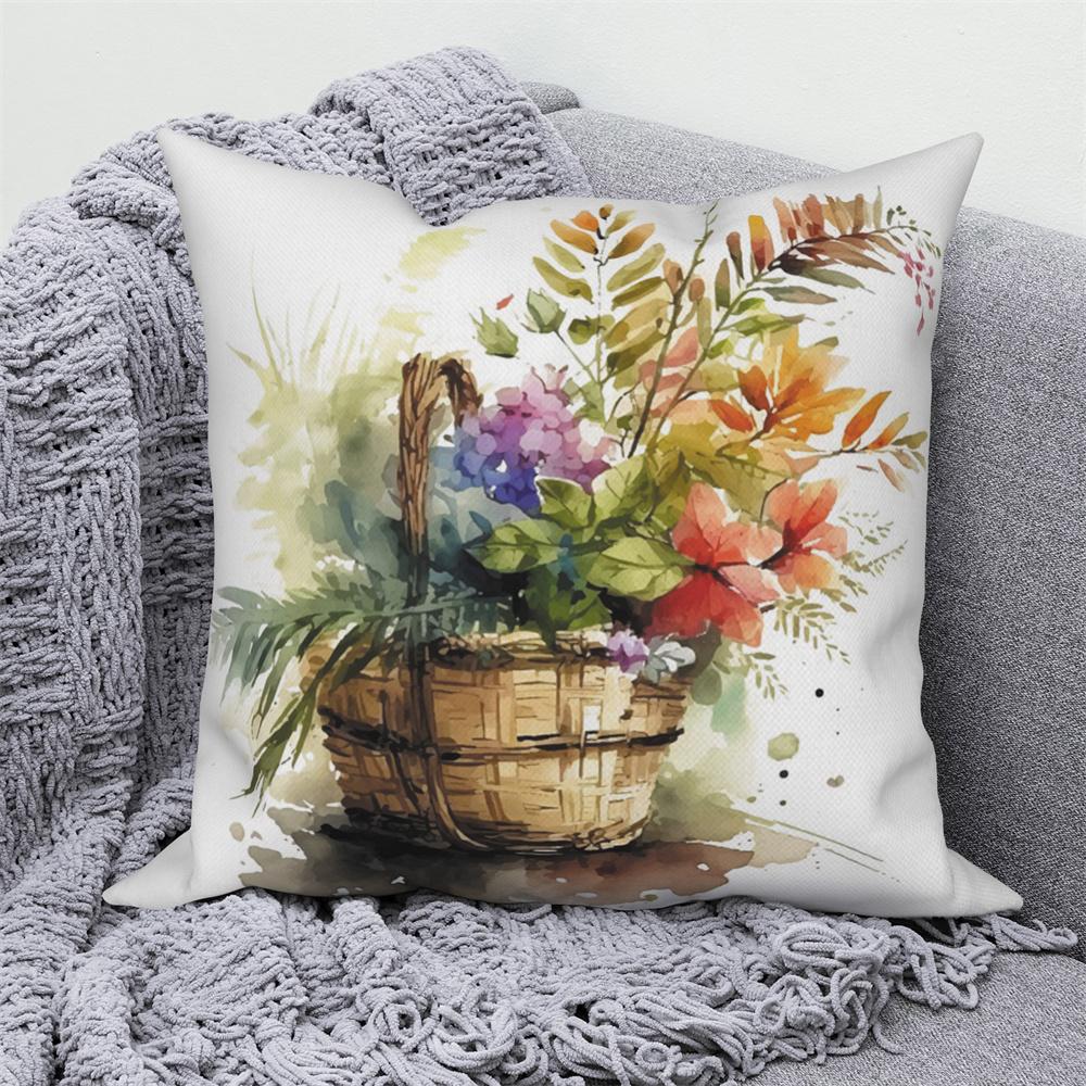 Květinový potisk Dekorativní povlak na polštářek na pohovku auto obývací pokoj Květina Rostlina Polštář