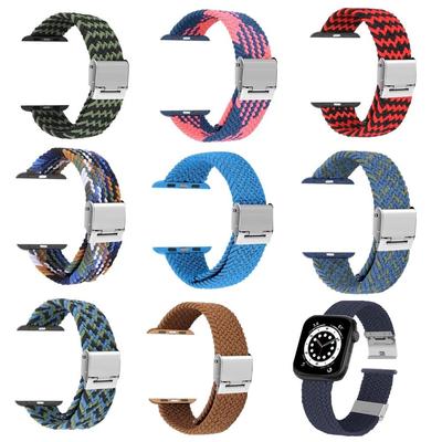 Verstellbare geflochtene Uhrenarmbänder für Apple Watch Series Ultra 9, 8, 7, Faltschließe, Nylonarmband für IWatch 4, 5, 6, 38, 40, 42, 44, 41, 45, 49 mm Armband