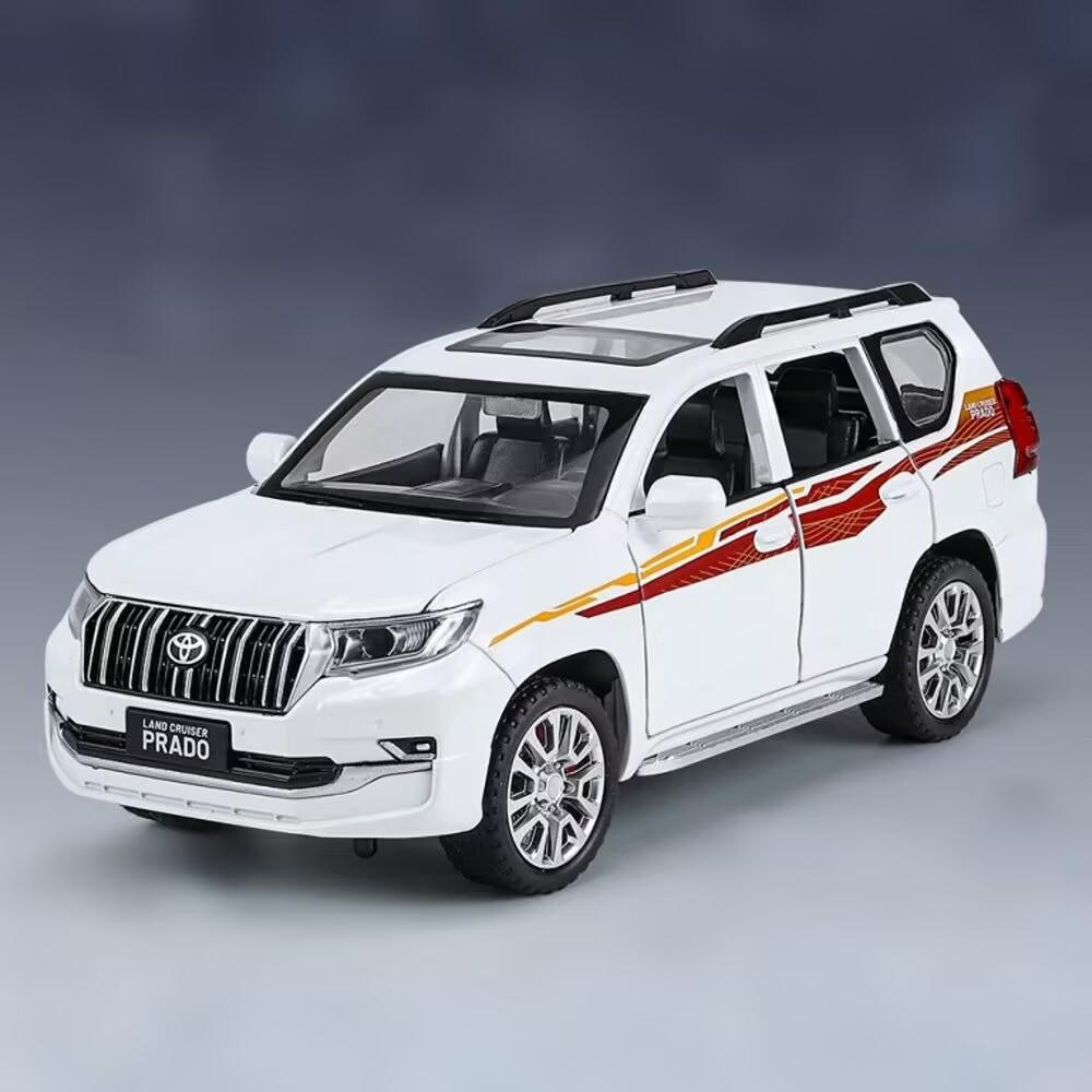 HAOCHI 1/24 Toyota PRADO Land Cruiser SUV Alloy Car Model Diecast Metal Off-road Vehicle Car Model Sound Light Children Toy Gift