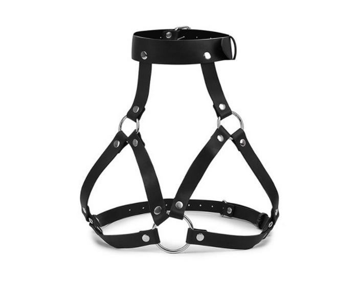 Erotisches Leder Bondage Halsband und Flirtbekleidung