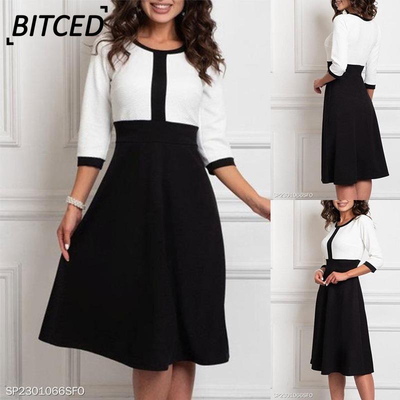 BITCED Fashion Summer Spring 1/2 Sleeves O-Neck Casual Dresses