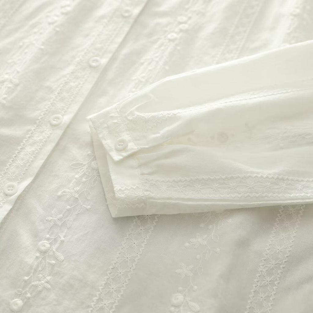 Women's 3D Embroidered Lace Shirt - Spring/Autumn 2026 Collection