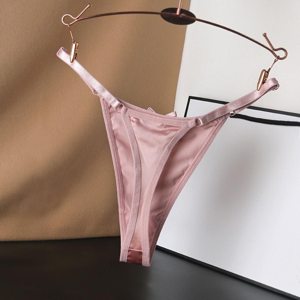 G Strings Brocade Briefs Women Transparent Romantic T Panties T-Back Sheer Satin Bow Thong Ladies
