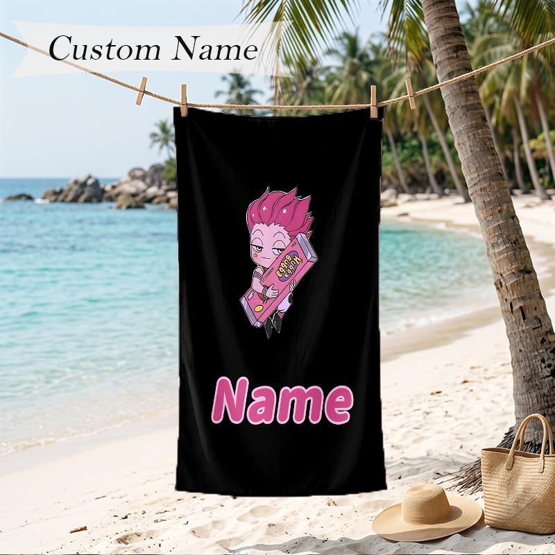 Hisoka Custom Name Printed Beach Towel Personalized Soft Towel For Swimming Beach Travel