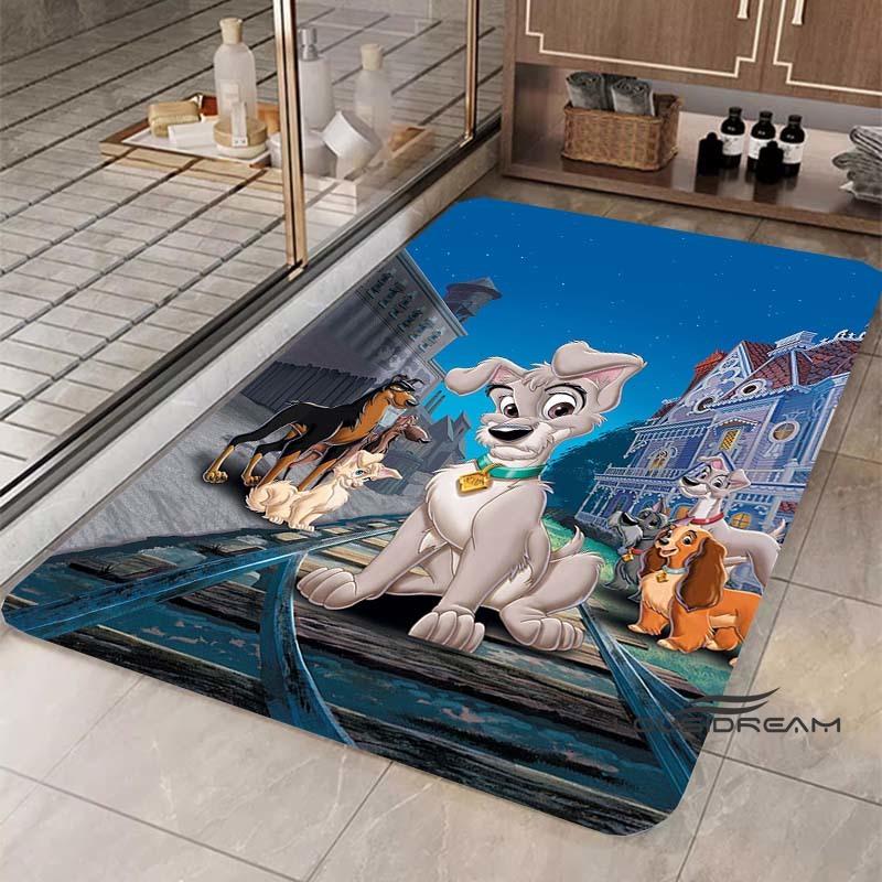 Cartoon Lady and the Tramp rug, suitable for bedroom, living room and other home décor, fluffy square rug, soft area rug, play