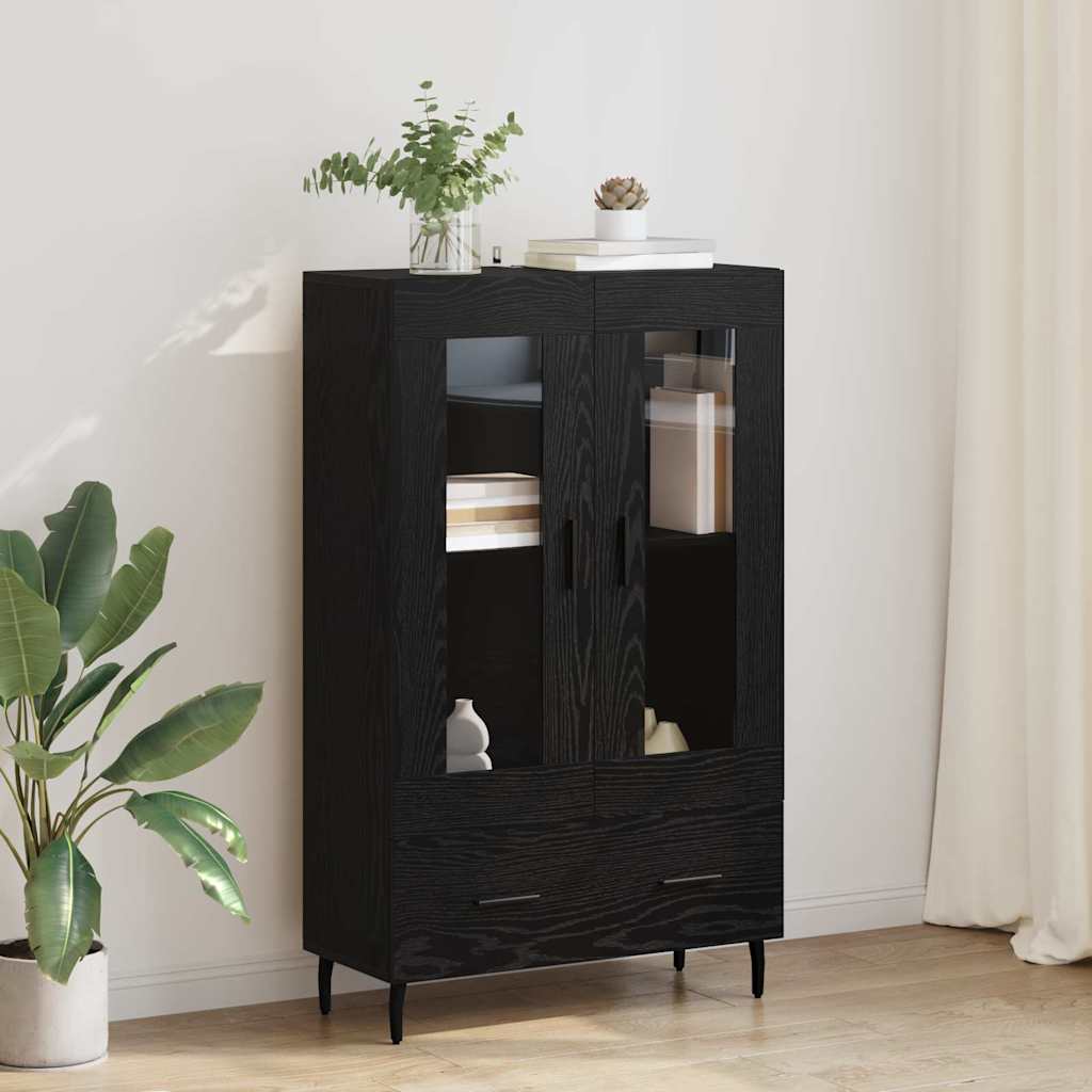 Highboard in Black Oak Look 69.5 x 31 x 115 cm Particleboard