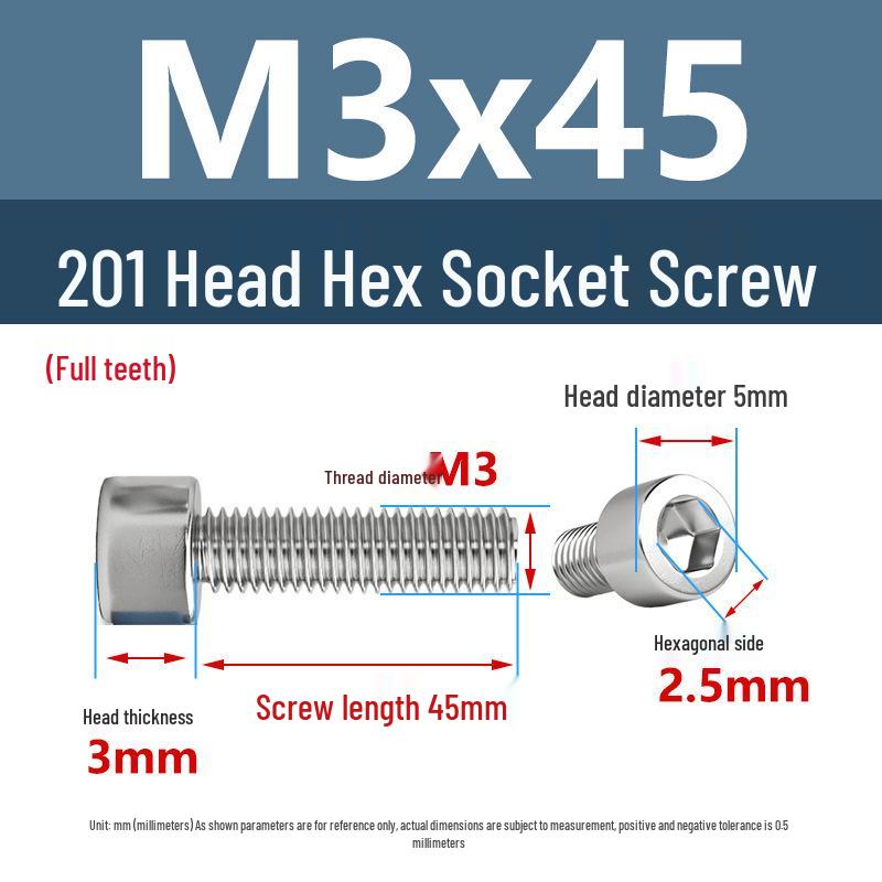 Yigu 201 Stainless Steel Cup Head Hexagon Screws and Bolts - M3, M4, M5, M6