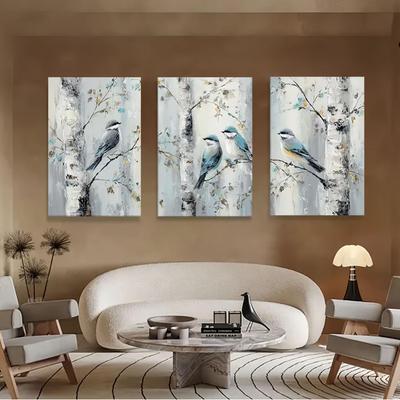 Blue Bird and Blooming Branches Canvas Wall Art