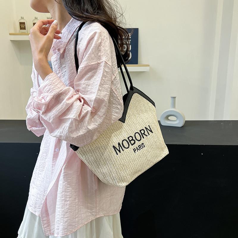 Woven Tote Bag For Women With Zipper Closure And Internal Phone Pocket For Daily Casual Use