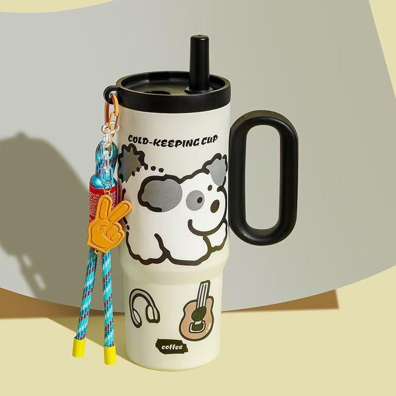 Big Mac Bingba Cup Stainless Steel Thermos Cup Large Capacity Portable Macaron Straw Cup