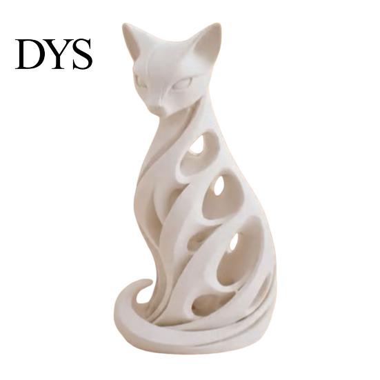 Decorative Figurines for Living Room 3D Printed Spiral Cat Figurine, Hollow Modern Abstract Sculpture Small Table Decor Coffee Desk Shelf, Minimalist