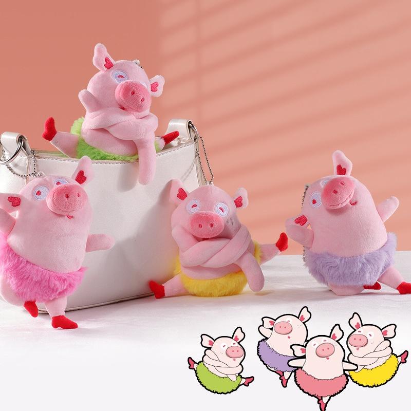 Adorável Show Show Porco Dança de Balé Brinquedo de Pelúcia Pingente Boneca de Porco de Desenho Animado Decoração de Bolsa Presente