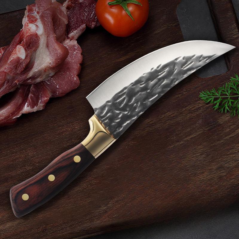 Schmiedemesser aus Edelstahl zum Entbeinen, Zerlegen und Filetieren, Bratenfleischbeil, Metzger-, Schlacht-, Fischmesser mit gebogener Klinge