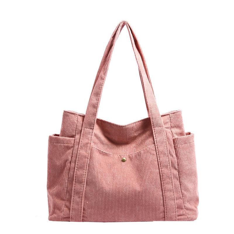 Autumn and winter large-capacity bag women's 2025 new Korean version corduroy tote bag college students commuting shoulder bag