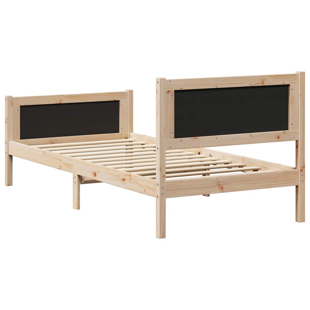 Bed Frame Black 90 x 200 cm Solid Pine Wood