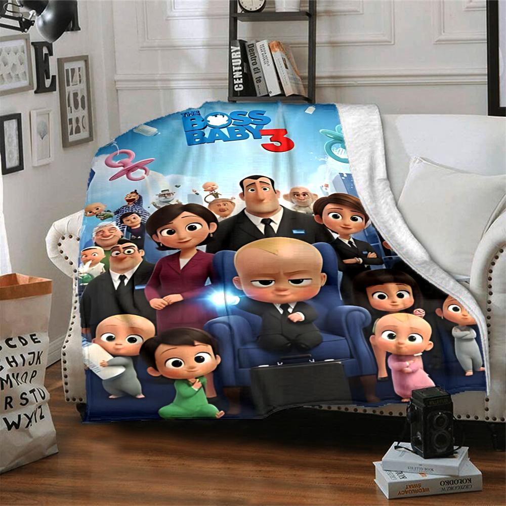 1pz Coperta in Flanella Baby Boss Ritorna, Coperta in Peluche Calda Ultra Morbida per Casa Camera da Letto Letto Divano Copertura Campeggio Picnic Regalo Y72422