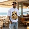 Men's Money Talk Dollar Sign Print T-Shirt, Shiny Golden Hip Hop Urban Pattern Streetwear Crew Neck Short Sleeve Top