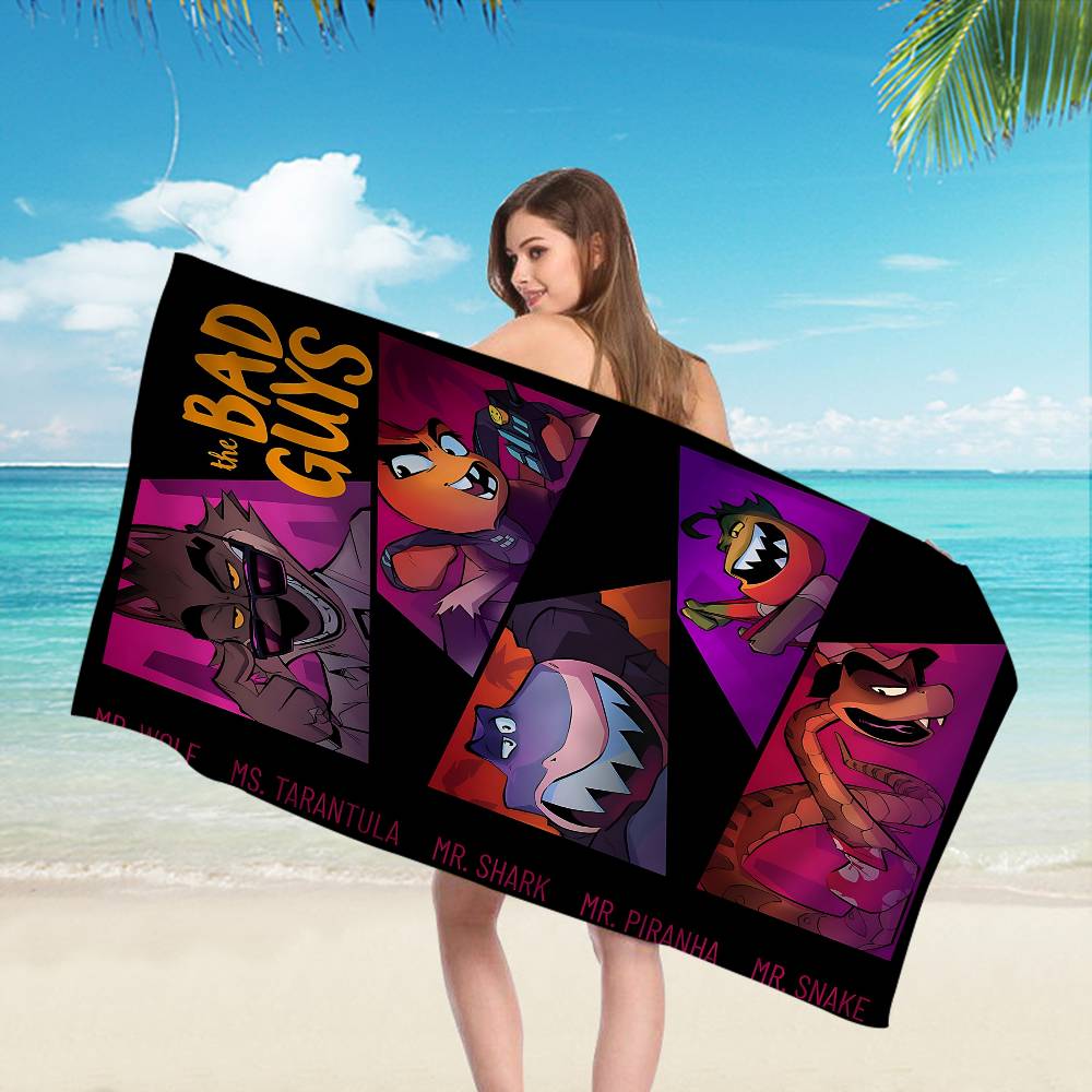 Cartoon T-The B-Bad Guys Microfiber Beach Towel Absorbent Quick dry Soft Yoga Swimming Resort Mountain Climbing Towel