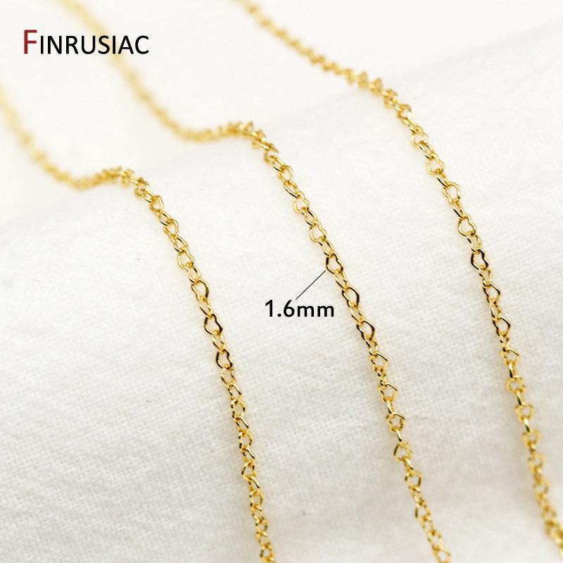 2 Sizes Heart Shape Chains For Jewelry Making,14K Gold Plated Brass Chain DIY Necklace Bracelet Earrings Making Accessories
