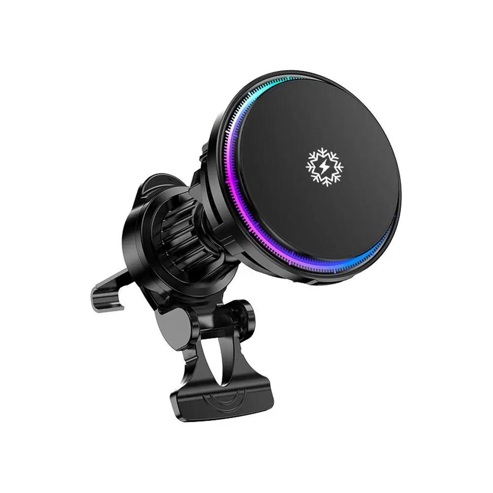 15W Ice Cooling Magnetic Wireless Car Charger Fast Charging Station for iPhone15 14 13 12 Pro Max MacSafe Car Phone Holder J8Z2