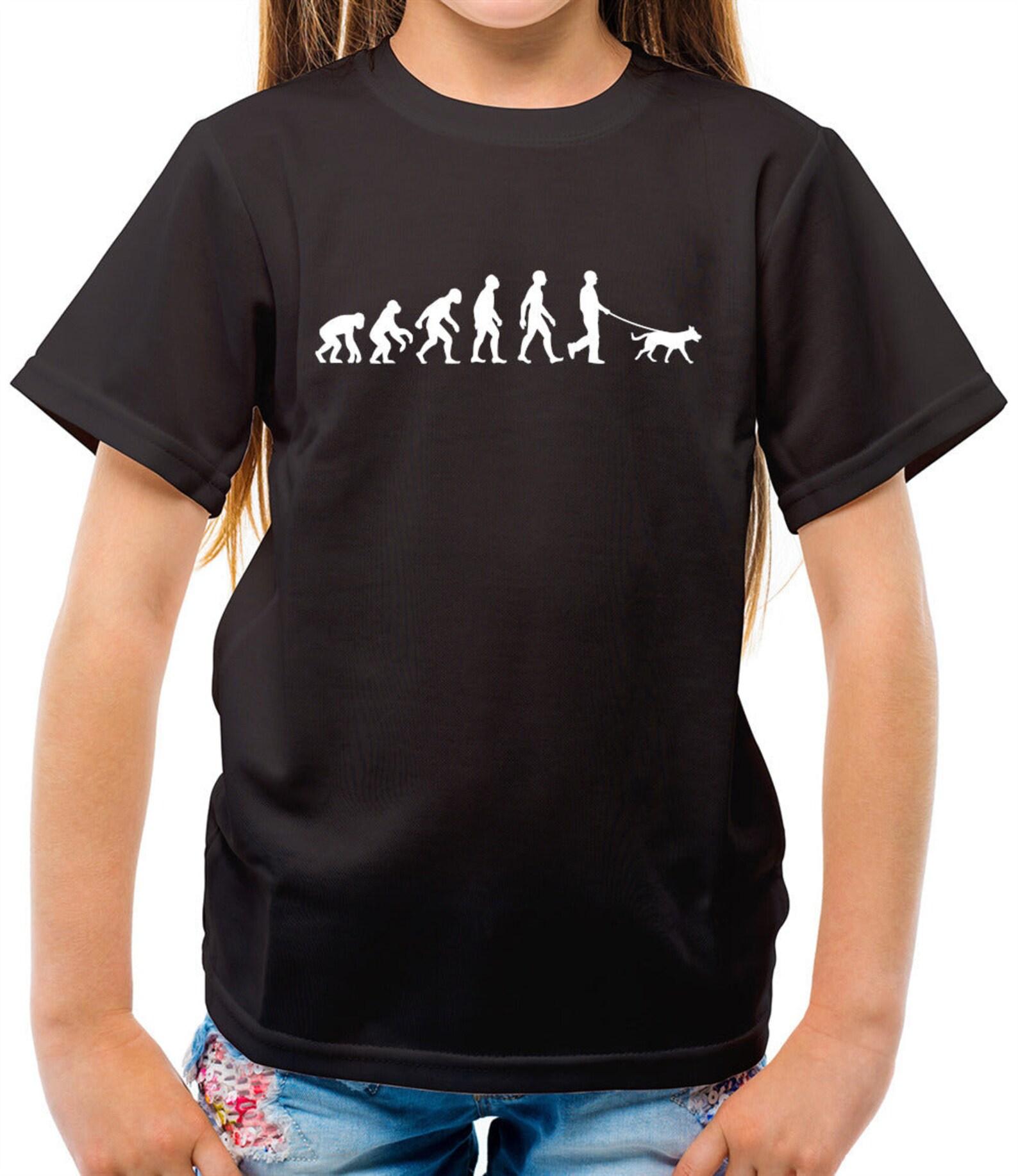 Evolution of Man Dog Walking - Childrens / Kids Crewneck T-Shirt 3XL