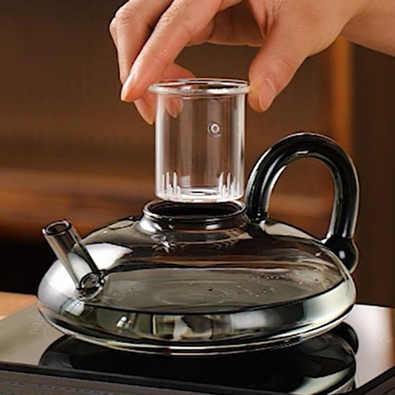 Glass Tea Kettle 600ml/20oz Heat Resistant Glass Coffee Kettle Multifunctional Loose Leaves Tea Maker Practical Beverage Kettle