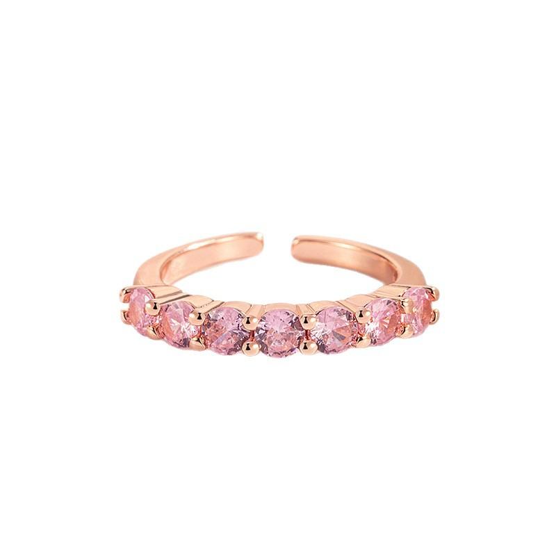 925 Sterling Silver Jewelry 18K Gold Plated Pink Crystal Finger Rings for Women Wedding Party Jewelry For Girls Friend Gift