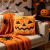 Ghost Pumpkin Plush Faux Fur Pillow Covers Soft Halloween Decor for Sofa Couch Bed Living Room White Orange Pillowcases 45x45CM