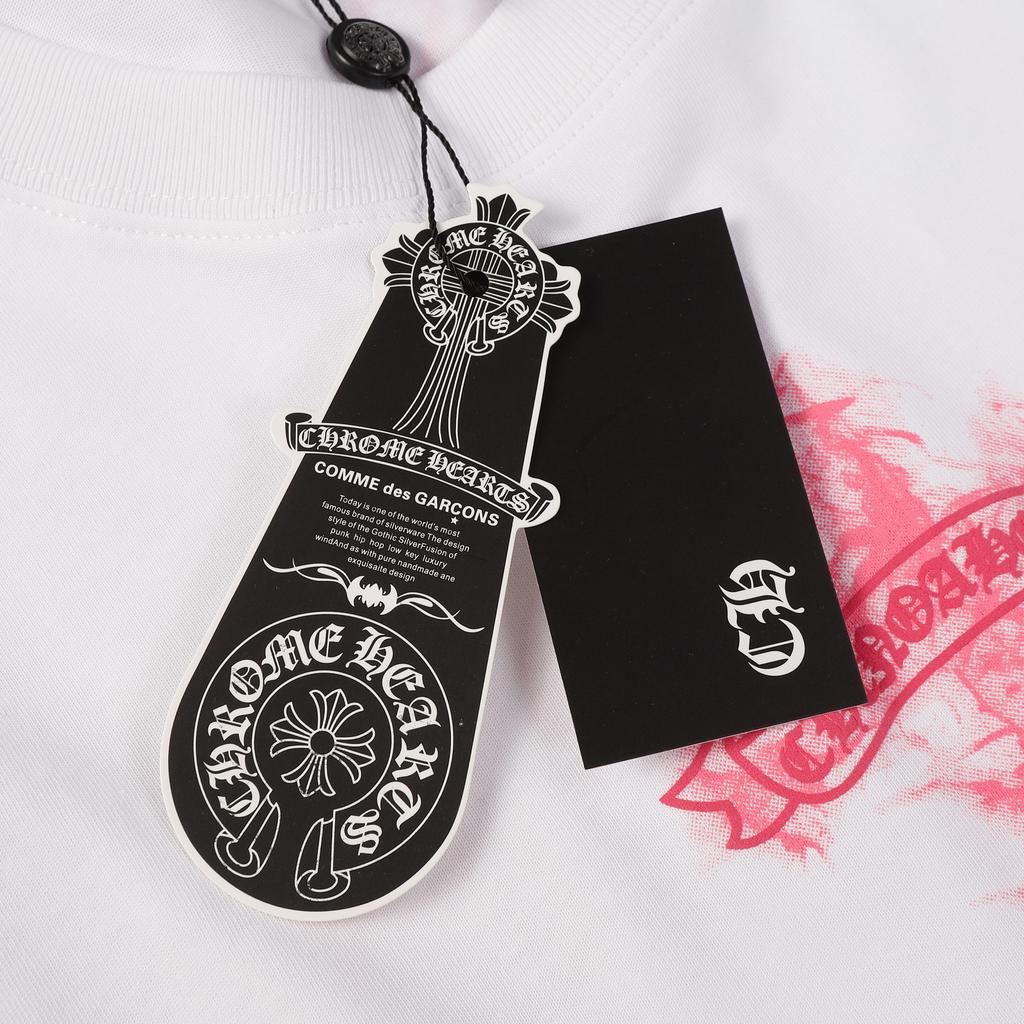 9986 CHROME HEARTS 2025 Suve Uus Kõrge Kvaliteediga Puuvillane Ümara Kaelusega Vaba Lõikega Suure Suurusega Meeste ja Naiste T-särk Paari T-särk