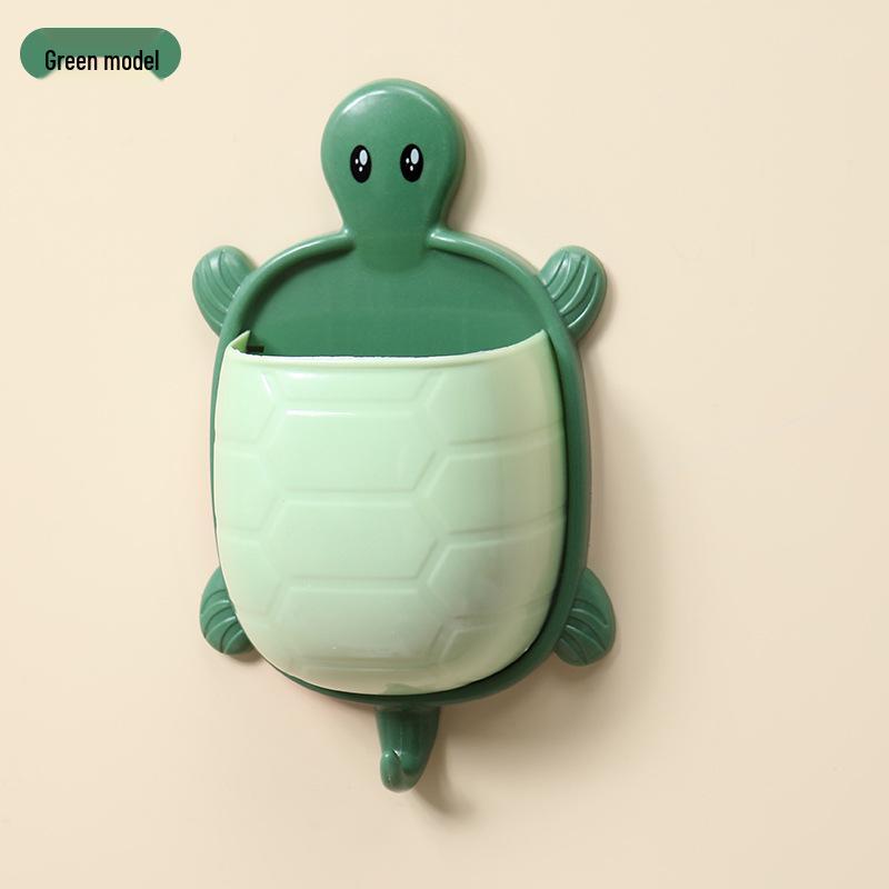 Wall-Mounted Turtle Toothbrush Holder with Drain
