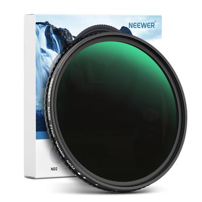 Filtro ND Variable HD NEEWER de 77 mm Sin Capa X Nano Delgado Aleación de Aluminio Prevención Ajustable Filtro de Densidad Neutra ND2-ND32 (1-5 Paradas) Cruz/Óptico