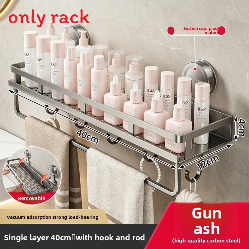 Wall Mount Suction Cup Towel Rack With Hooks For Bathroom Shower And Vanity Use