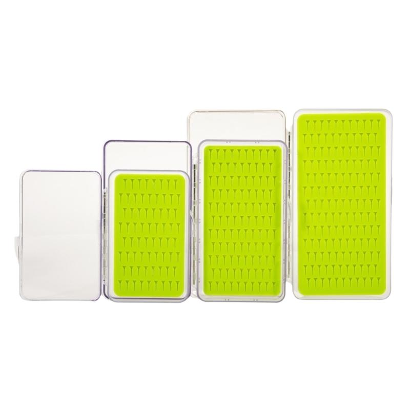 Waterproof Single Side Plastic Fly Box Silicone Pad Insert Fly Storage Fishing Tackle Box Clear Lid Fly Box Container