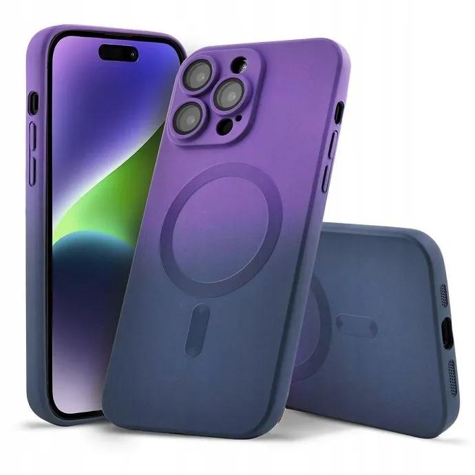 Etui do iphone 11 ombre magsafe obudowa wzmacniana fioletowy case + szkło