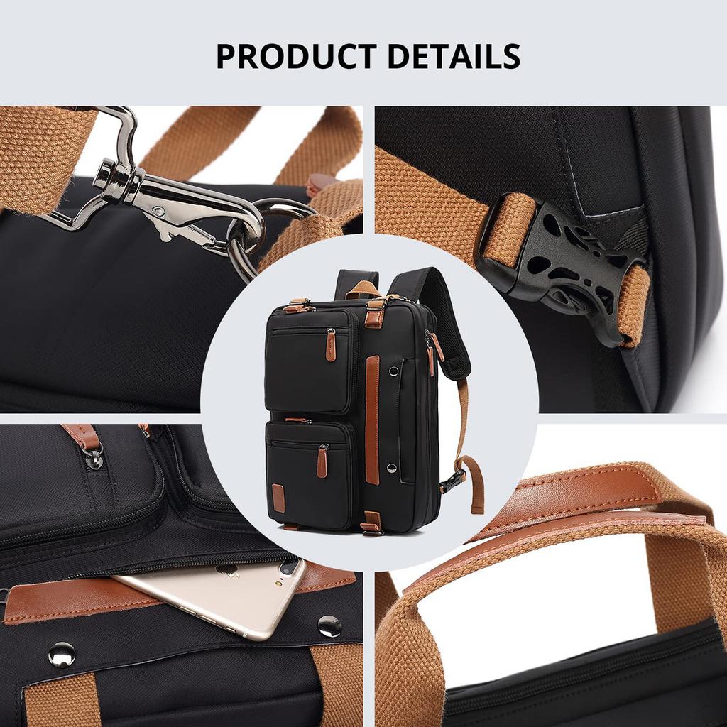 Multifunktionaler Business-Reiserucksack – Konvertierbare 3-in-1 Laptoptasche, Aktentasche & Umhängetasche, Wasserdicht & Diebstahlsicher, Passend für 15,6"/17,3" Laptops
