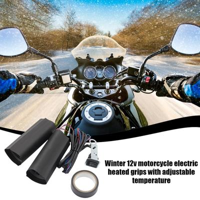 12V Heated Motorcycle Grips, Adjustable Temperature Heating Handle for Travel Driving Outdoor Cold-Weather Winter Men Women