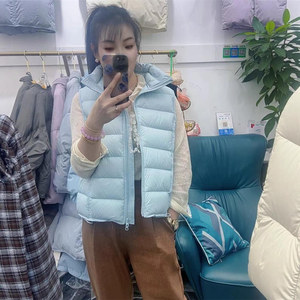 New ribs down vest women's thickened loose stand-up collar white duck down fashion vest tide