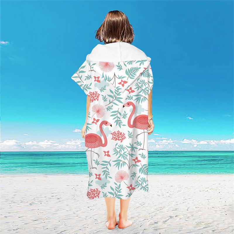 Microfiber Quick-Dry Hooded Beach Poncho Bathrobe for Adults