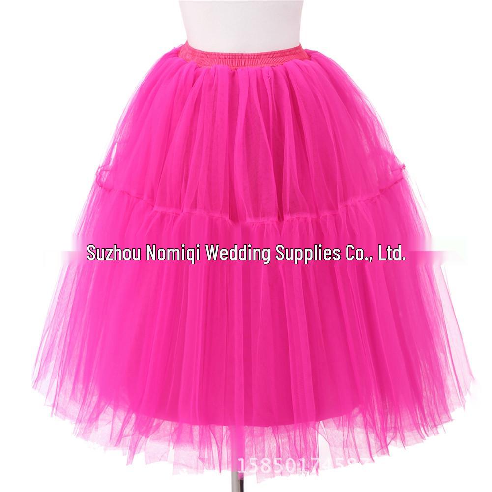 Women's 5-Layer Mesh Midi Fluffy Skirt - Summer Gauze Half Skirt