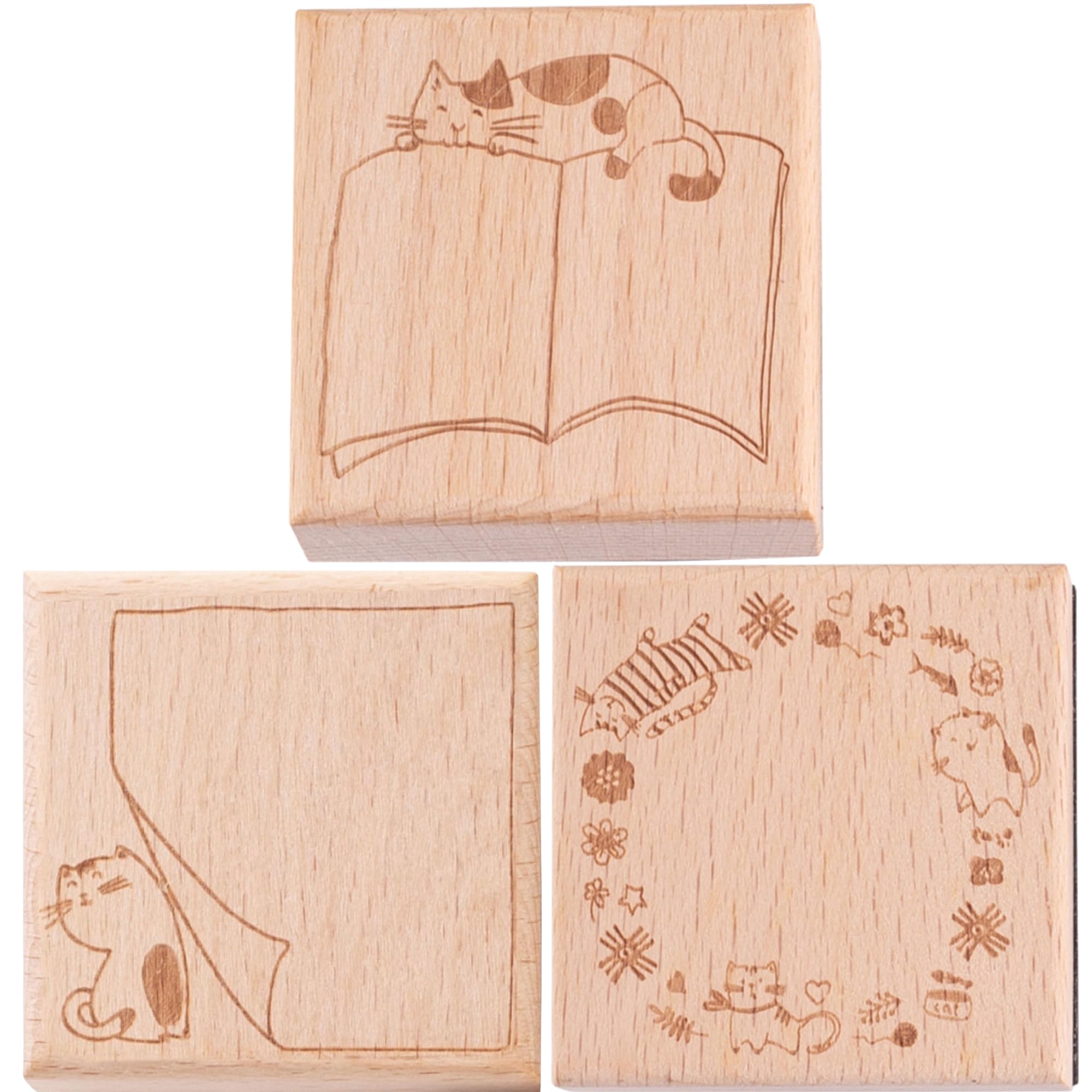 

Stamp Set of Cute Teacher Rubber Seal [Suyasuwa] Frame, Square, Cat, 3, Frame, Wooden,
