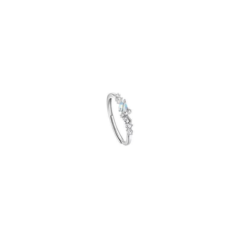 The Little Prince Rose Moonstone Couple Rings – Matching Rose Flower Rings for Women, Birthday Gift.