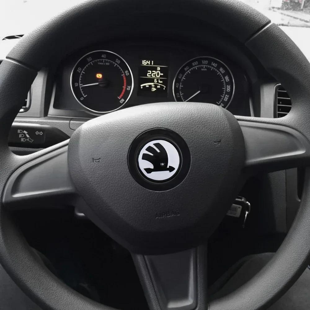 Car Sticker 2025 New 1PC Car Steering Wheel Logo Badge Cover Sticker for Skoda Vision-E 440 Felicia Afriq Kamio Fabia Octavia Ko