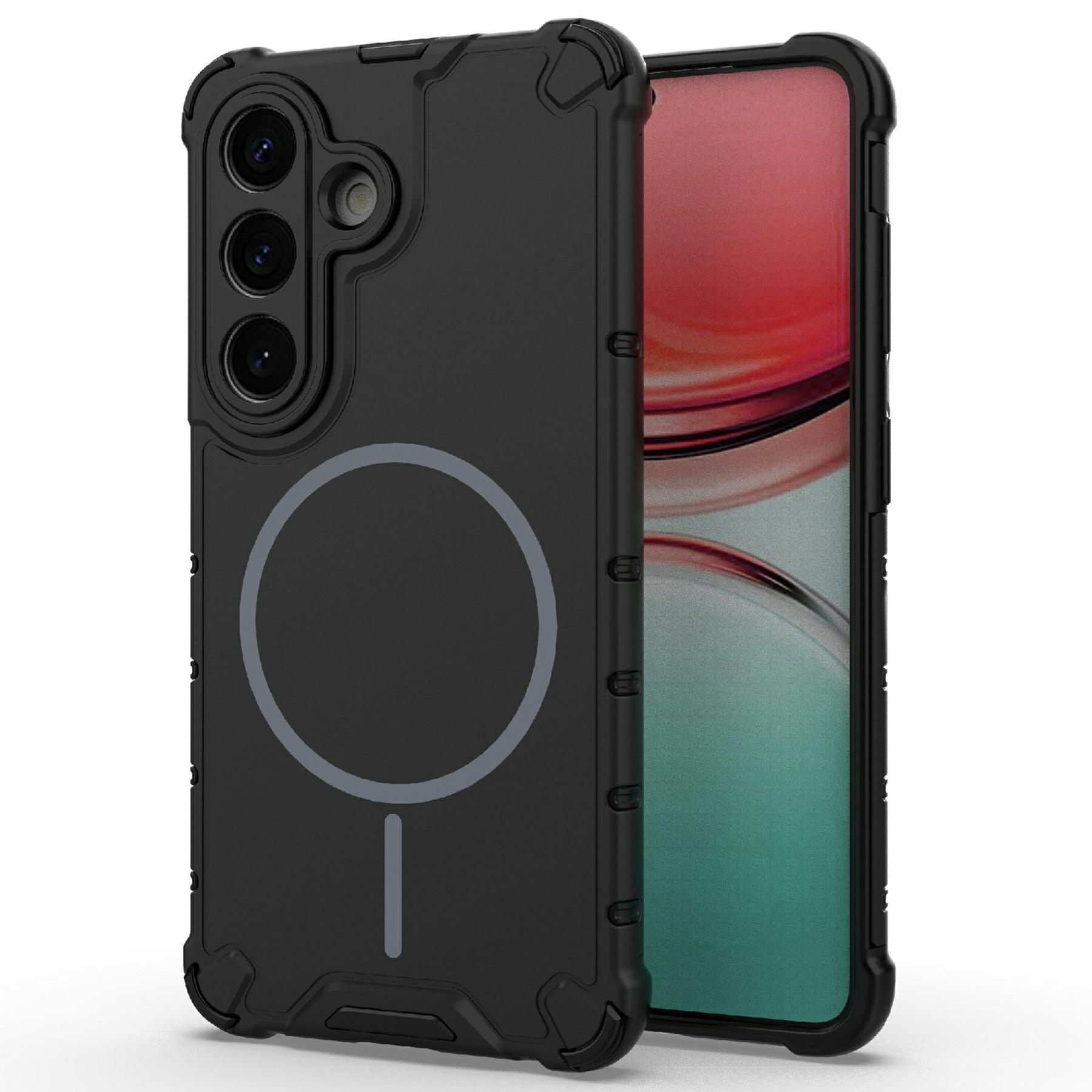 For Samsung Galaxy S26 / S26 Pro Magnetic Case Corrugated Texture Heat Dissipation TPU + PC Phone Back Cover